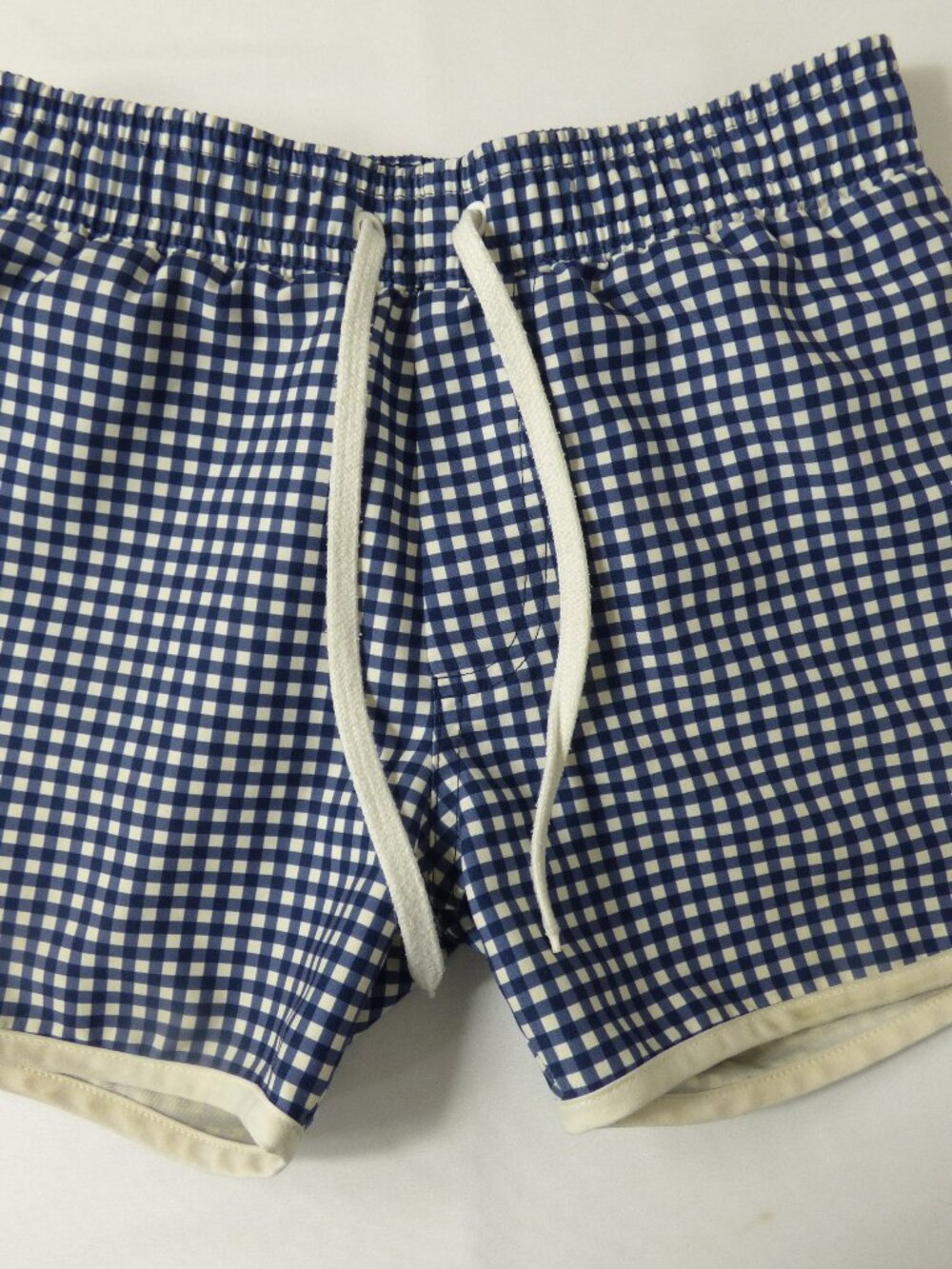Minnow Blue Check Swim Trunks, Size 7/8 Years